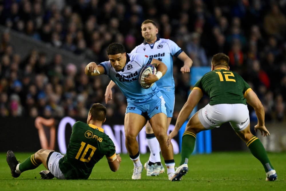 Aussie-born Scotland rugby internationals Sione and Mosese Tuipulotu have been treated to a secret visit by their grandmother all the way from Down Under. Photo: Getty Images