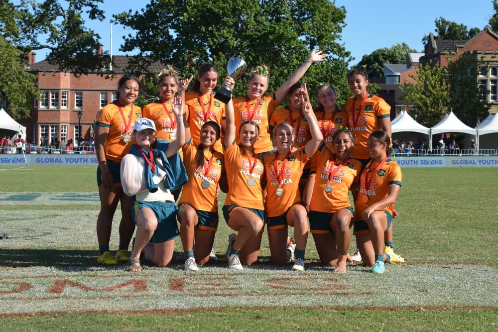 The Australians celebrate their Global Youth Sevens title. 