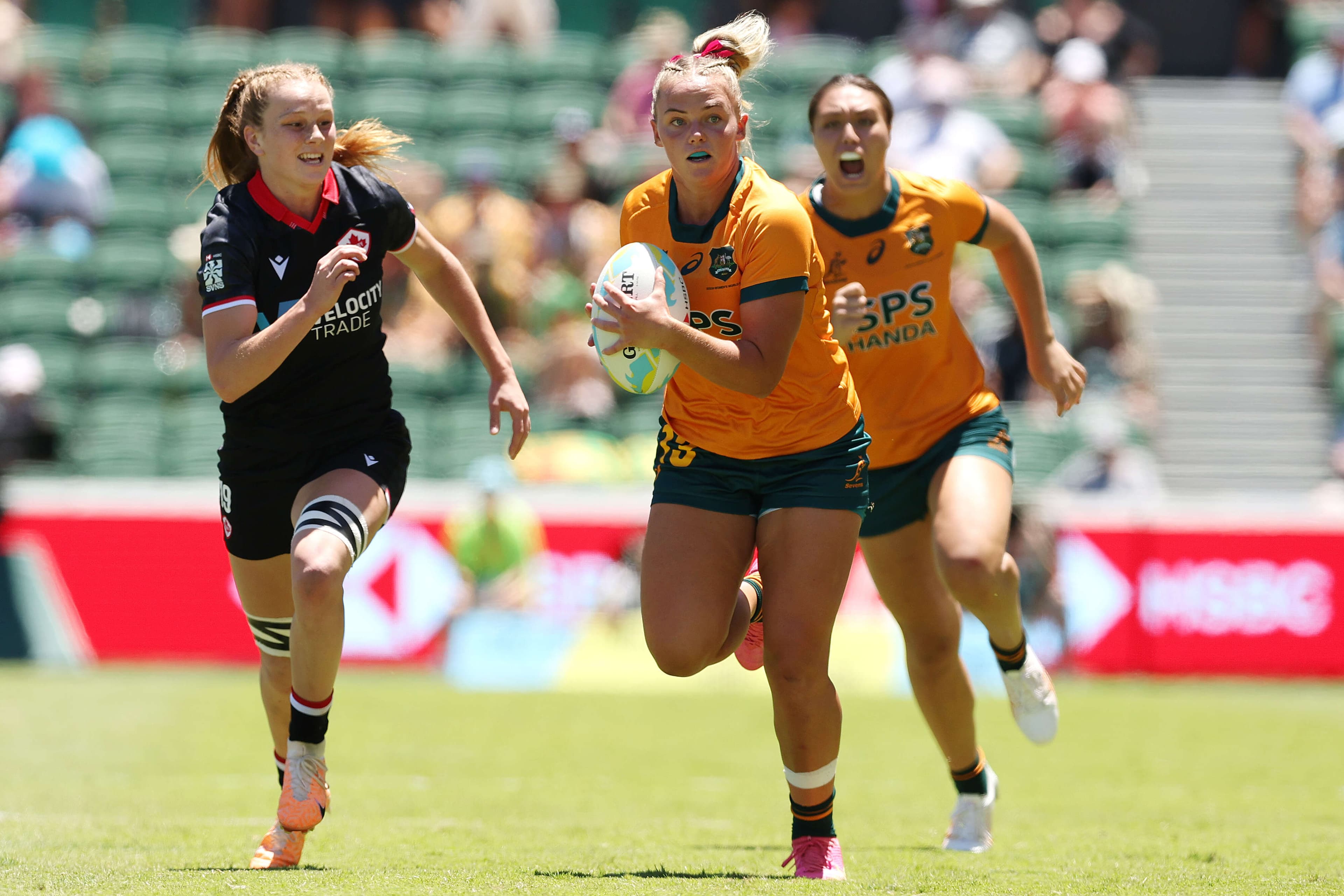 Australia's Heidi Dennis in action at the 2024 Perth SVNS. Picture: Getty Images