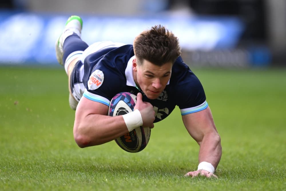 Huw Jones' hat-trick was the difference in Scotland's win over Italy. Photo: Getty Images