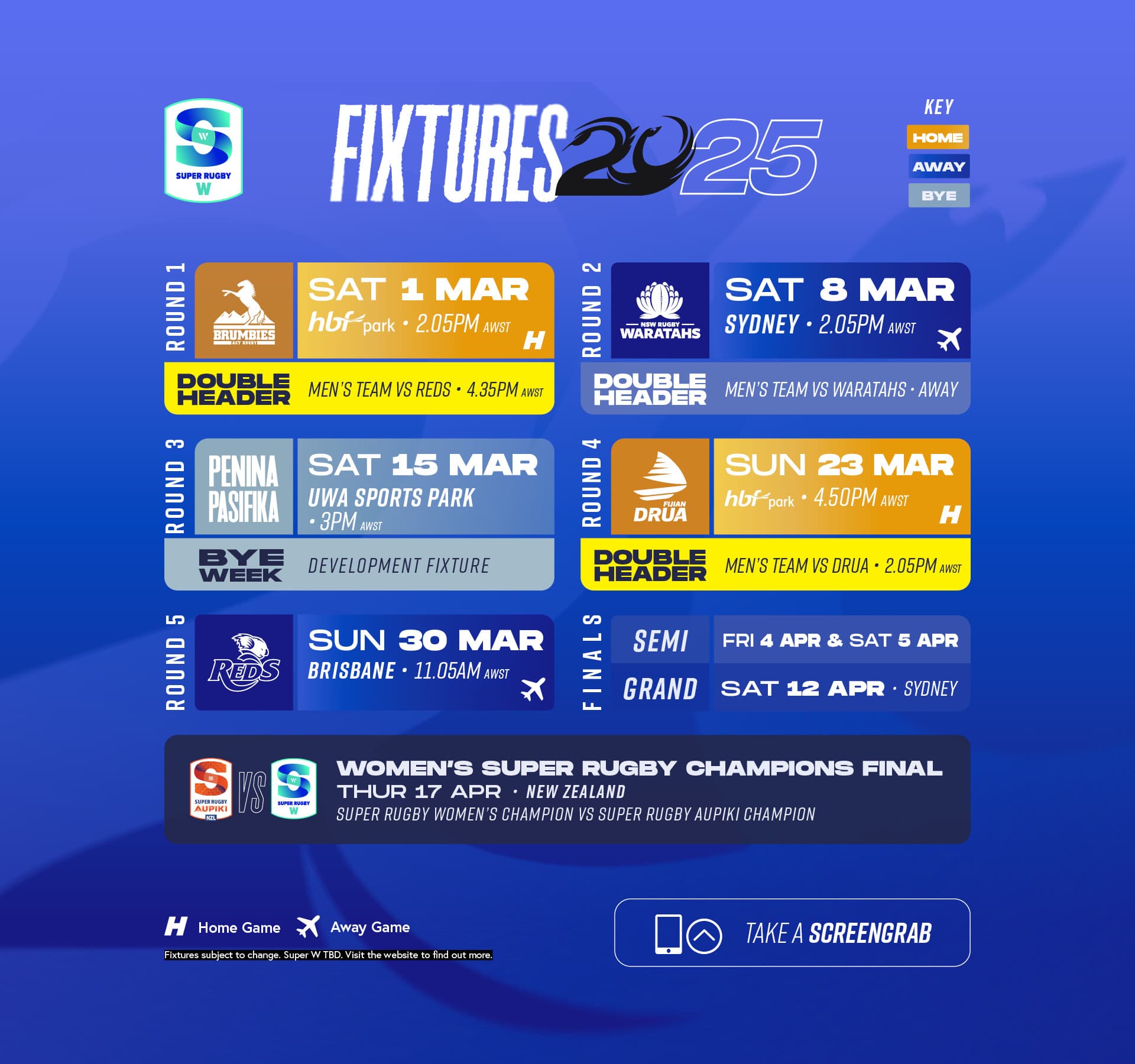 2025 Super W fixtures