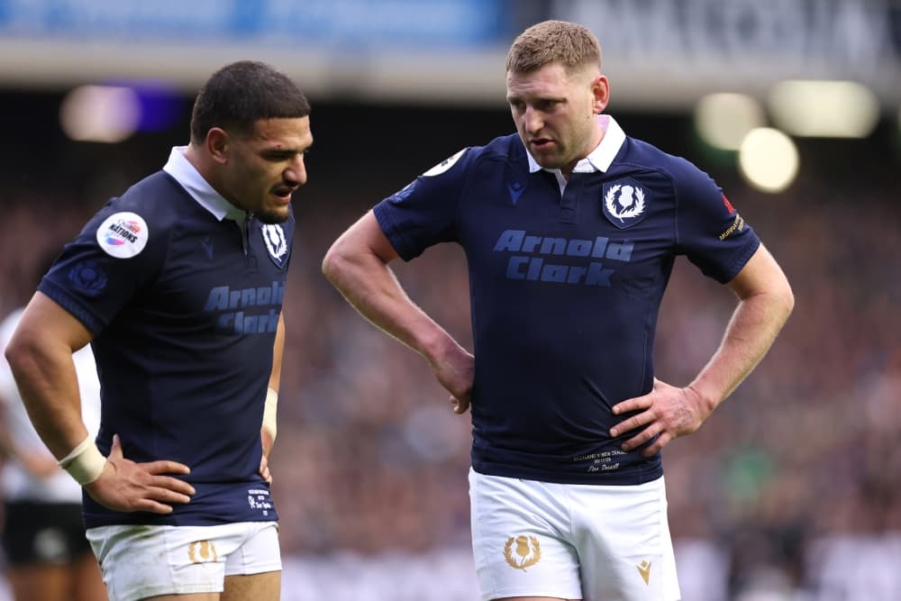 SSione Tuipultotu and Scotland were gutted after their best chance to take down NZ went missing. Photo: Getty Images