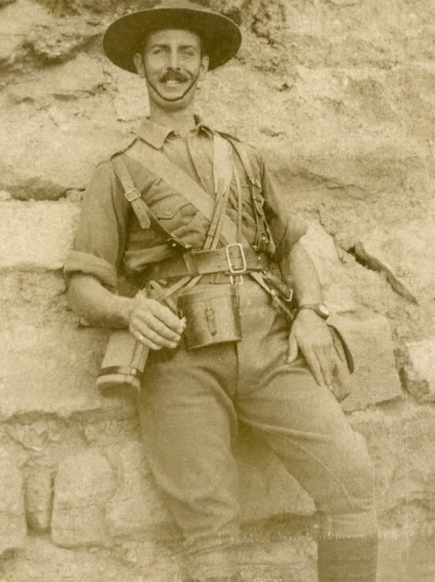 Informal portrait of Second Lieutenant Alfred John Shout, probably in Egypt, 1915