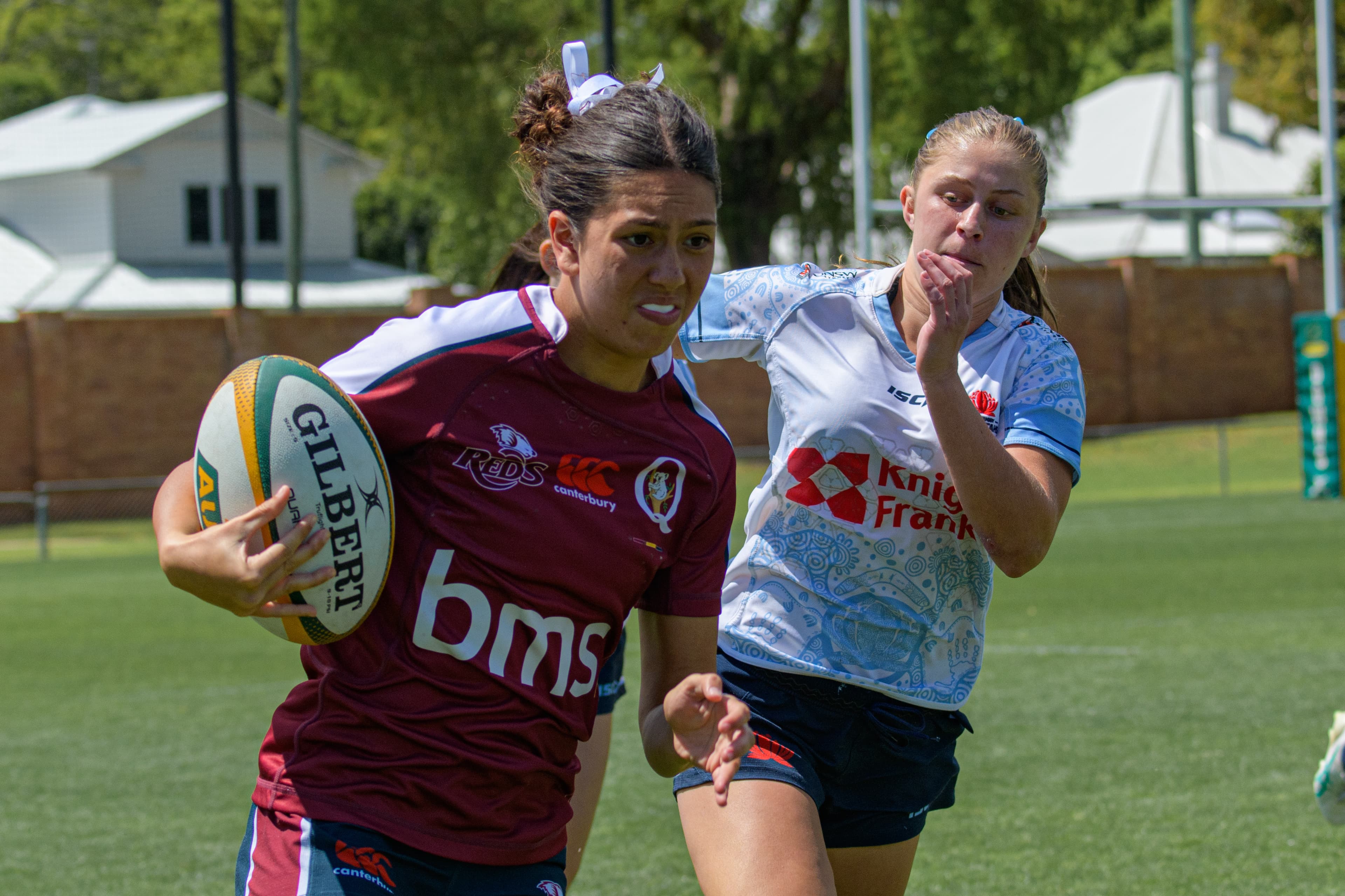 Queensland's Rhani Hagan on the dash against NSW during the Next Gen 7s series