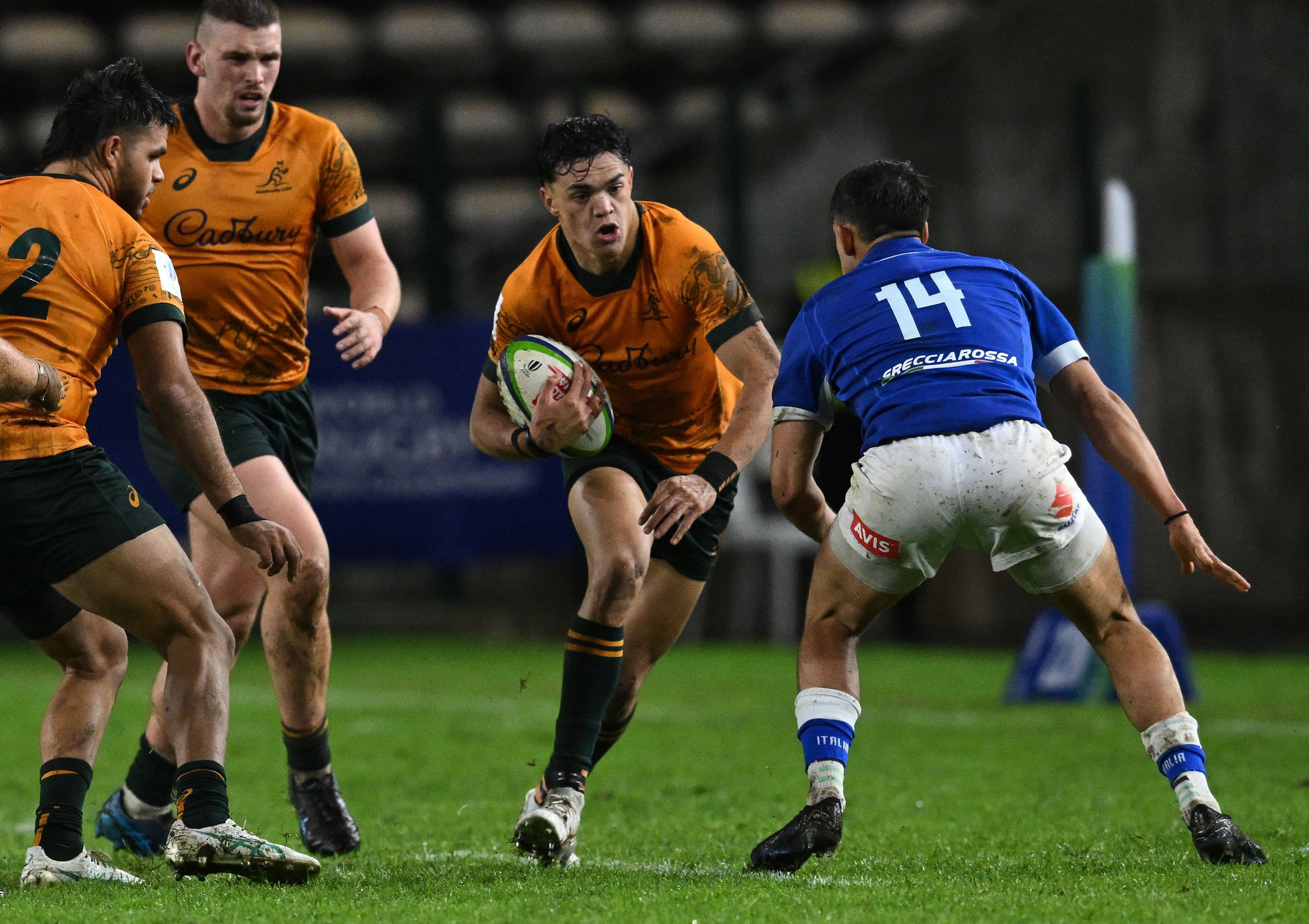 Shane Wilcox in action for Australia U20 during their 2024 Pool B clash with Italy. Picture: World Rugby