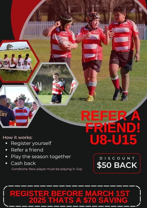 U8-U15s - Register a Mate, Get $50 Back!  