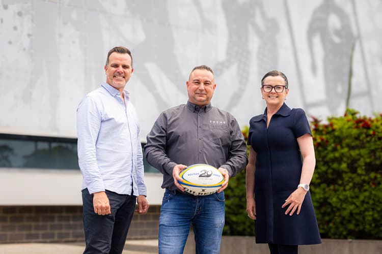 Western Force GM of business operations Tyson Beattie, Theme Group founder and executive general manager Robbie Damjanovic and Western Force CEO Niamh O'Connor