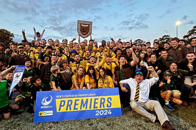 Associates celebrate winning the 2024 men's WA Fortescue Premier Grade title